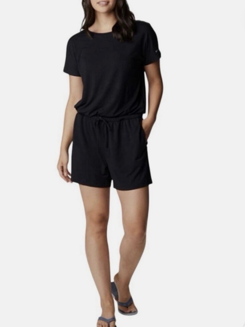 Columbia Black Short-Sleeve Romper - Women's Medium